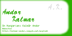 andor kalmar business card