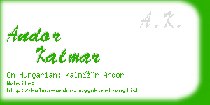 andor kalmar business card